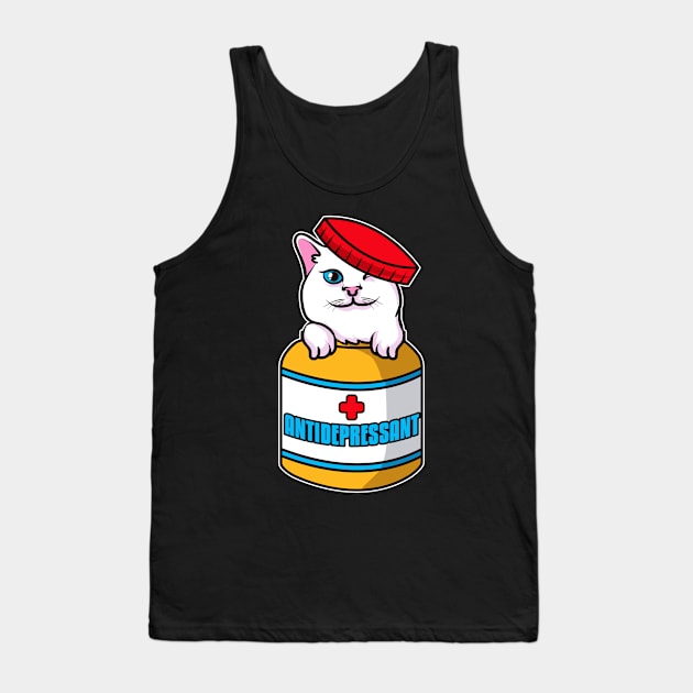 Adorable Cat Antidepressant Pets Fix Depression Tank Top by theperfectpresents